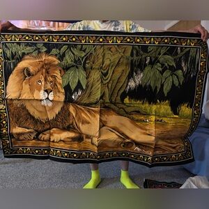 Majestic Lion Tapestry in Black and Brown